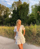 Plataz Floral Print Dress Vintage Layered Ruffle Mini Dresses 16th Birthday Dresses SD1443 HZ0628