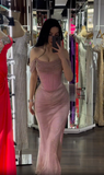 Plataz Off-shoulder Sleeveless Mermaid Satin Long Evening Prom Dresses SD1582 HZ0628