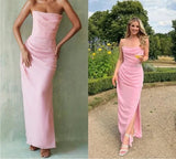 Plataz Sweetheart Sleeveless Mermaid Satin Long Evening Prom Dresses SD1587 HZ0628
