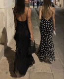 Plataz Mermaid Spaghetti Straps Floor Length Chiffon Evening Dress Prom Dresses SD1652 HZ0628