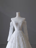 Plataz A line Off The Shoulder White Lace Long Wedding Dresses Brides Dress SD1660 HZ0628