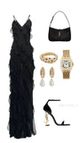 Plataz Mermaid Spaghetti Straps Chiffon Black Backless Prom Dresses SD1711 HZ0628