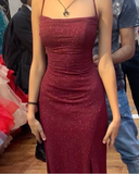 Plataz Sheath Spaghetti Straps Burgundy Slit Long Evening Dress Prom Dresses SD1731 HZ0628