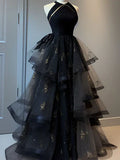 Plataz Ball Gown Scoop Neckline Black Tulle Party Dress Prom Dresses Evening Dress SD1767 HZ0628