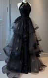 Plataz Ball Gown Scoop Neckline Black Tulle Party Dress Prom Dresses Evening Dress SD1767 HZ0628