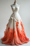 Plataz Ball Gown Sweetheart Orange Ombre Chiffon Evening Dress Prom Dresses SD1773 HZ0628