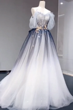 Plataz Ball Gown Off The Shoulder Tulle Party Dress Long Prom Dress Evening Dresses SD1791 HZ0628