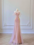 Plataz Mermaid Halter Pink Sequin Long Prom Dress Evening Dress Formal Dress SD1819 HZ0628