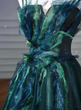Plataz Ball Gown Strapless Green Tulle Long Evening Gowns Prom Dresses SD1830 HZ0628