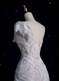 Plataz High Low One Shoulder Lace White Long Wedding Dresses SD1943 HZ0628