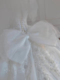 Plataz Ball Gown Square Neckline Short Sleeves Sequin White Wedding Dresses Brides Dress SD1950 HZ0628