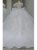 Plataz Ball Gown Off The Shoulder Short Sleeves Sequin White Wedding Dresses Brides Dress SD1954 HZ0628
