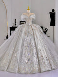 Plataz Ball Gown Off The Shoulder Short Sleeves Sequin White Wedding Dresses Brides Dress SD1955 HZ0628