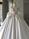 Plataz Ball Gown Sweetheart Neckline Long Sleeves Sequin White Wedding Dresses Brides Dress SD1957 HZ0628