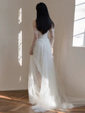 Plataz Mermaid Off The Shoulder White Tulle Long Wedding Dresses Bridal Dress SD1975 HZ0628