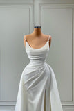 Plataz Spaghetti strap Floor-length Sleeveless High Split With Side Train Prom Dress SD2004 HZ0628