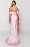 Plataz Off The Shoulder Floor-length Satin Pink Evening Dress Prom Dresses SD2013 HZ0628