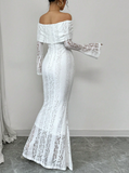 Plataz Off The Shoulder Floor-length Lace Long Sleeves Evening Dress Prom Dresses SD2016 HZ0628