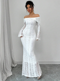 Plataz Off The Shoulder Floor-length Lace Long Sleeves Evening Dress Prom Dresses SD2016 HZ0628