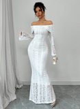Plataz Off The Shoulder Floor-length Lace Long Sleeves Evening Dress Prom Dresses SD2016 HZ0628