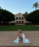 Plataz A line Strapless White Chiffon Long Evening Dress Prom Dresses SD2072 HZ0628