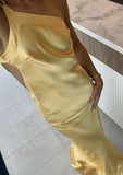 Plataz Mermaid One Shoulder Yellow Long Evening Dress Prom Dresses With Backless SD2074 HZ0628