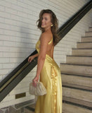 Plataz Mermaid One Shoulder Yellow Long Evening Dress Prom Dresses With Backless SD2074 HZ0628