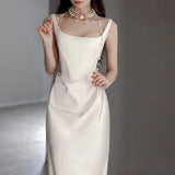 Plataz Mermaid Square Neckline Satin Pleats White Wedding Dresses SD2111 HZ0628
