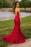 Plataz Mermaid Spaghetti Straps Burgundy Backless Prom Dresses Long Party Dress SD2270 HZ0628