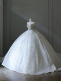 Plataz Ball Gown Sweetheart Sequin White Wedding Dresses Brides Dress SD2340 HZ0628