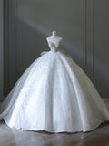 Plataz Ball Gown Sweetheart Sequin White Wedding Dresses Brides Dress SD2340 HZ0628