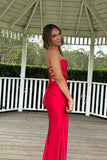 Plataz Sage Scoop Neck Satin Mermaid Long Prom Dress with Slit Formal Gown Evening Dress SD2419 HZ0628