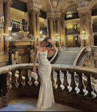 Plataz Mermaid Spaghetti Straps Long White Prom Dresses Formal Graduation Party Dress Evening Dress SD2461 HZ0628