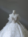 Plataz Ball Gown Sweetheart Neckline Sequin Long Sleeves Wedding Dress Bridal Dresses SD2488 HZ0628