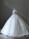 Plataz Ball Gown Sweetheart Neckline Sequin Long Sleeves Wedding Dress Bridal Dresses SD2488 HZ0628