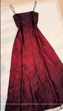 Plataz A line Spaghetti Straps Burgundy Beads Long Prom Dress SD2703 HZ0628