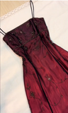 Plataz A line Spaghetti Straps Burgundy Beads Long Prom Dress SD2703 HZ0628