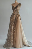 Plataz Ball Gown One Shoulder Champagne Tulle Long Party Dress Prom Dresses SD2707 HZ0628