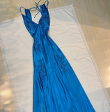 Plataz Mermaid Spaghetti Straps Backless Long Party Dresses Prom Dresses SD2714 HZ0628