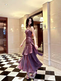 Plataz Mermaid Spaghetti Straps Long Length Grape Evening Dress Prom Dresses SD2848 HZ0628