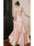 Plataz Mermaid Spaghetti Straps Long Length Blush Pink Evening Dress Prom Dresses HZ0628