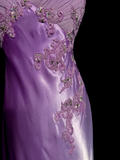 Plataz A line Halter Neckline Lilac Satin Prom Dress Ruffle Long Party Dress SD2910 HZ0628