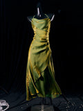 Plataz Sheath Spaghetti Straps Green Ankle Length Prom Dresses Birthday Outfits SD472 HZ0628