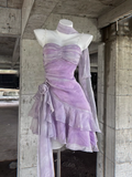Plataz Sheath Spaghetti Straps Short Lilac Cocktail Dresses Birthday Outfits SD533 HZ0628