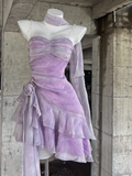 Plataz Sheath Spaghetti Straps Short Lilac Cocktail Dresses Birthday Outfits SD533 HZ0628