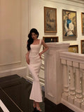 Plataz Mermaid Straps White Sleeveless Date Night Dress Prom Dresses Birthday Outfits SD629 HZ0628