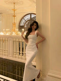 Plataz Mermaid Straps White Sleeveless Date Night Dress Prom Dresses Birthday Outfits SD629 HZ0628