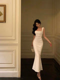 Plataz Mermaid Straps White Sleeveless Date Night Dress Prom Dresses Birthday Outfits SD629 HZ0628