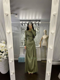 Plataz Evening Dress Elegant Wedding Guest Fall Floor Length Long Sleeve Dress HZ1007