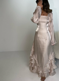 Plataz Prom Dresses with Pleated Ruffles Floor Length Evening Gown HZ1007